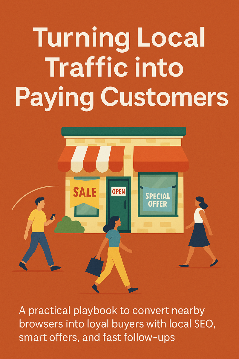 Small business storefront attracting local customers with marketing banners